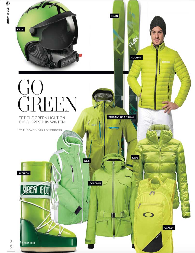 SNOW Fashion: Ski Wear Trends 2015 Go Green