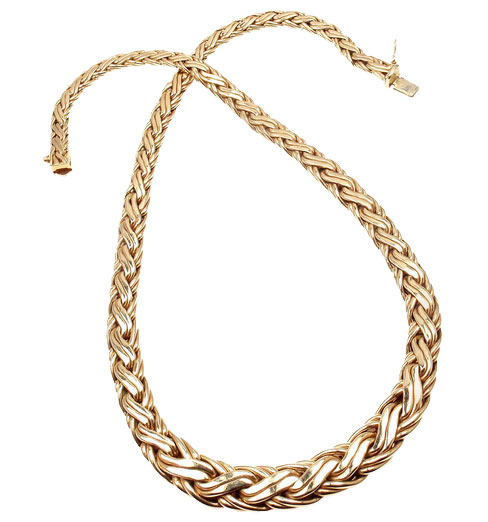 tiffany gold necklace Russian weave chain