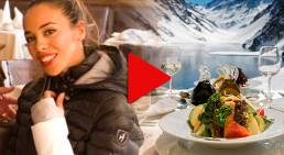 Ski Portillo Dining overlooking Laguna del Inca and the Tres Hermanos