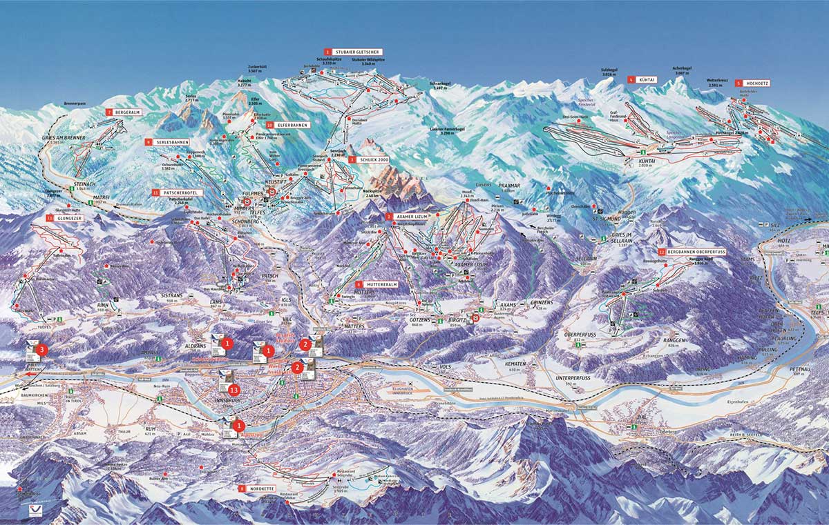 Innsbruck Austria ski resort map